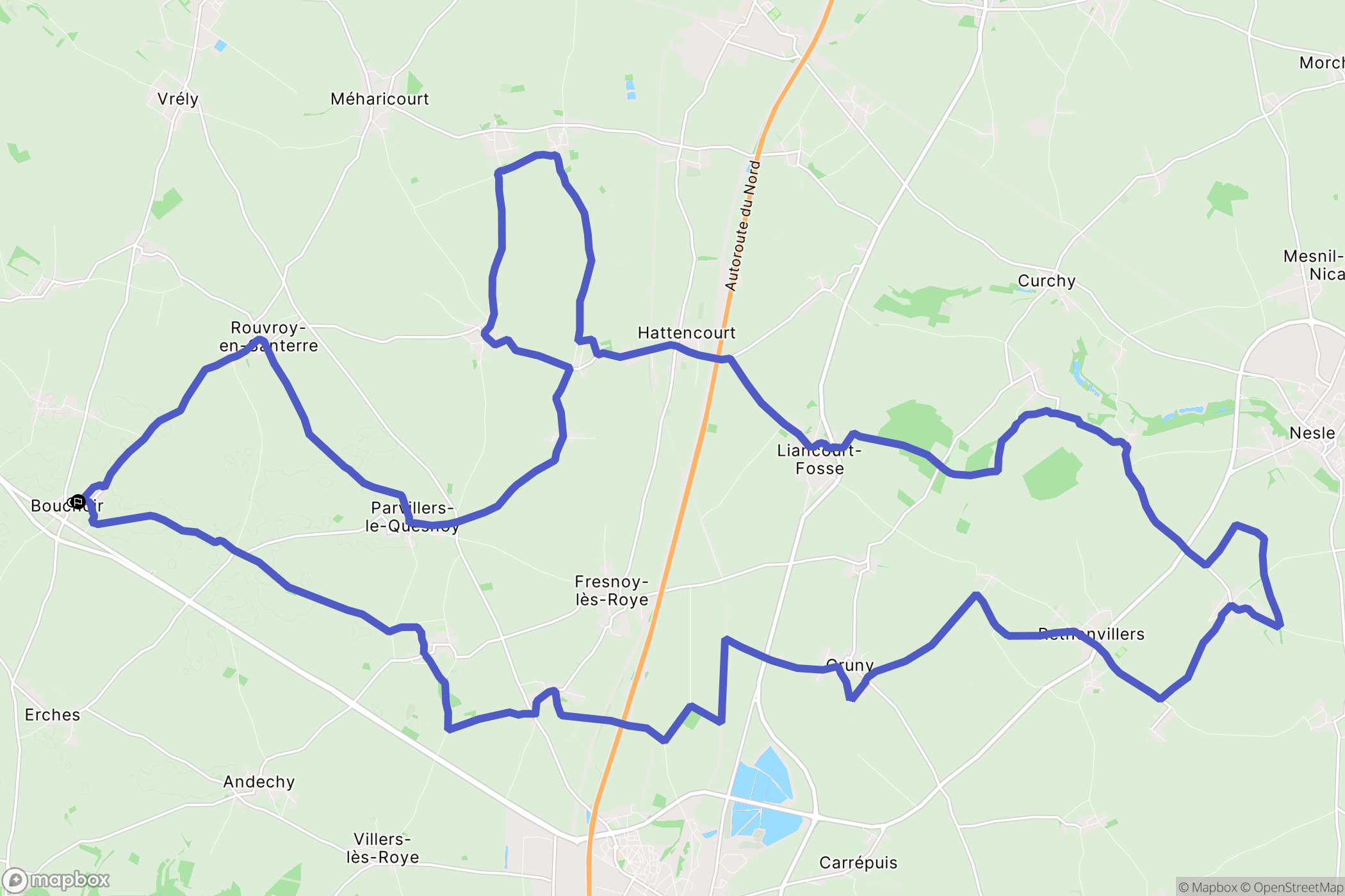 Bouchoir : carte du parcours de randonnée - France