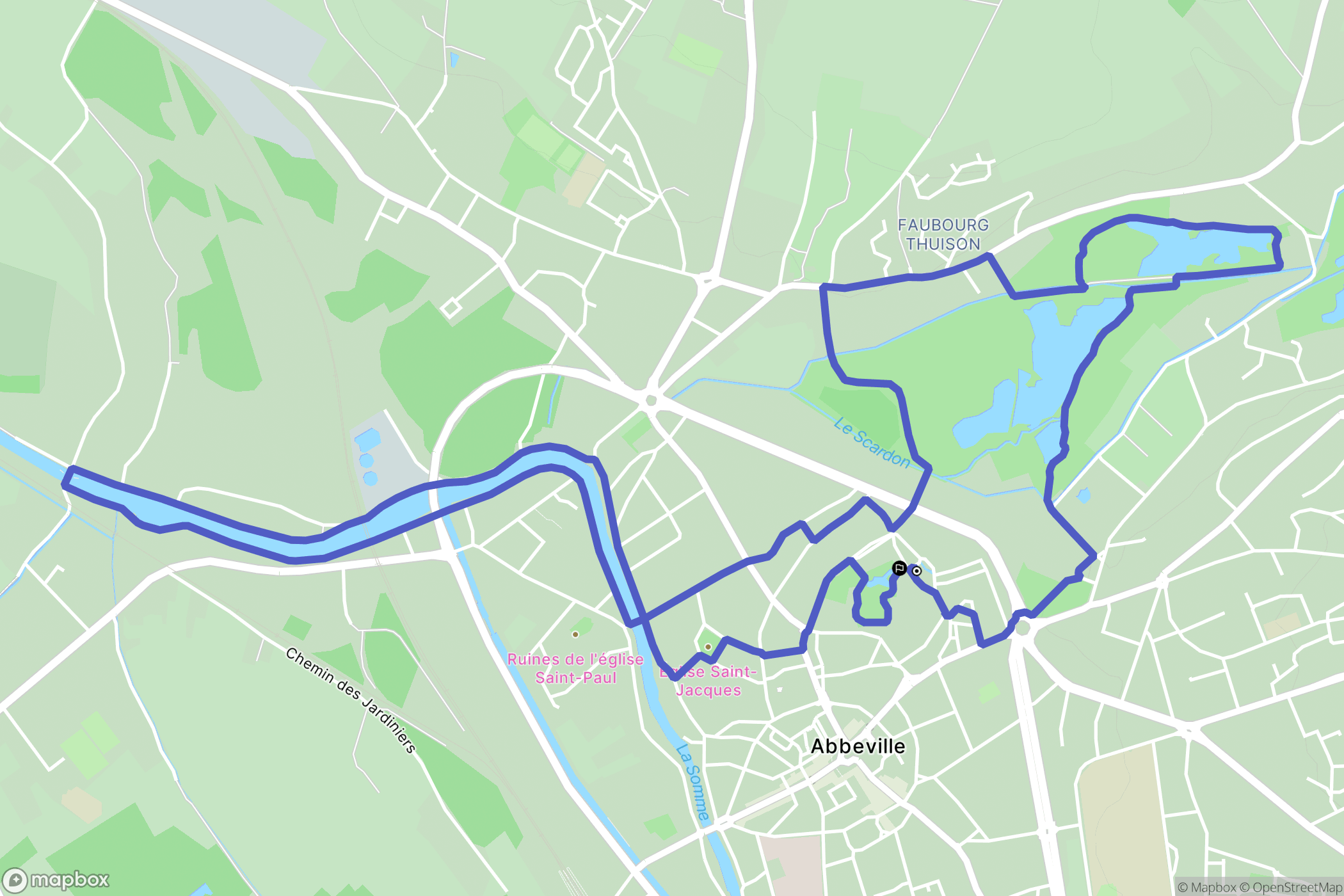Abbeville : carte du parcours de randonnée - France