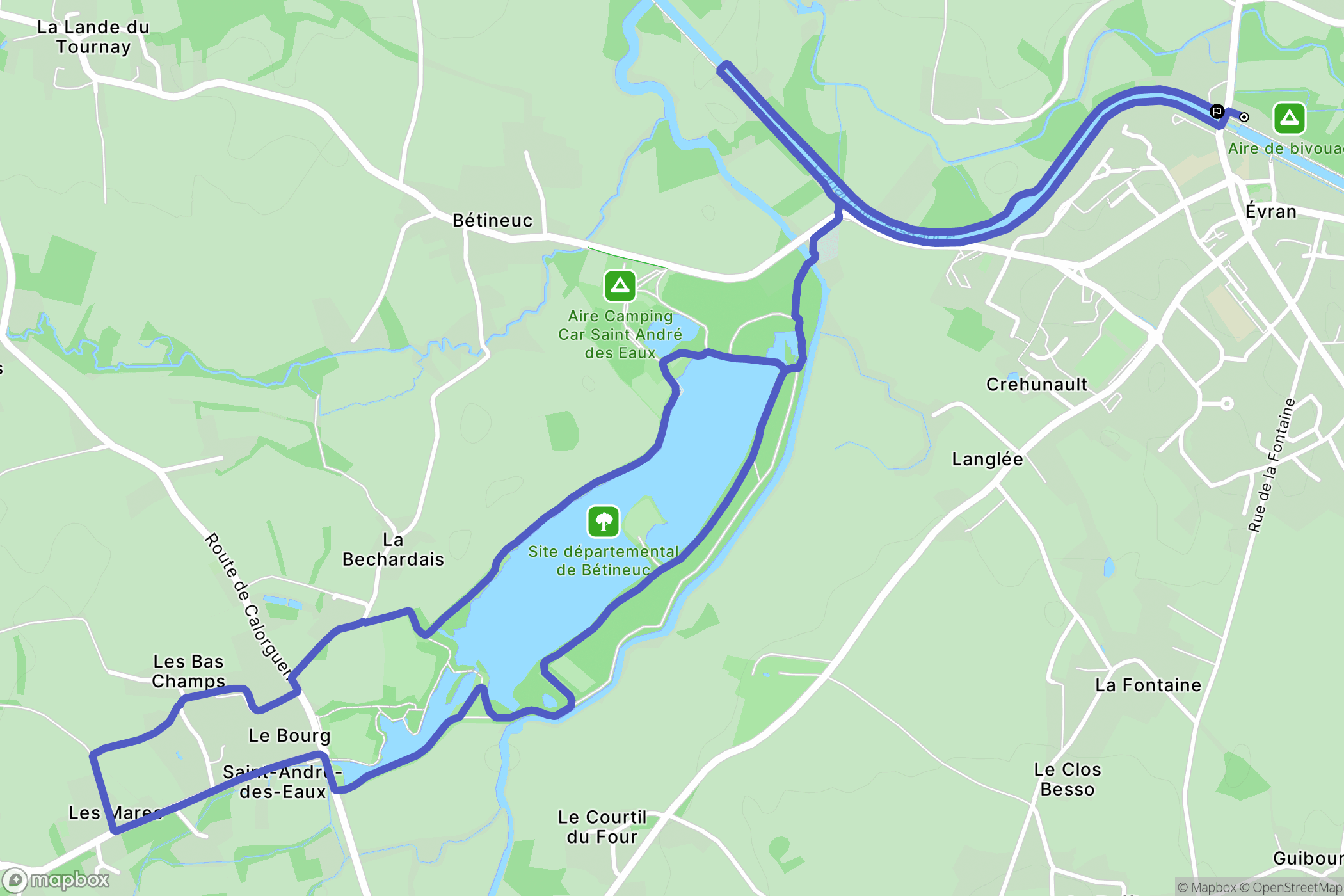 Évran : carte du parcours de randonnée - France