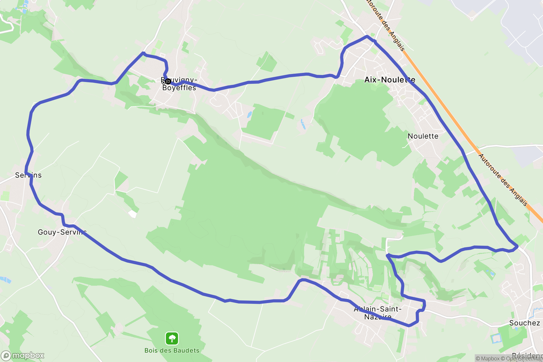 Bouvigny-Boyeffles : carte du parcours de randonnée - France