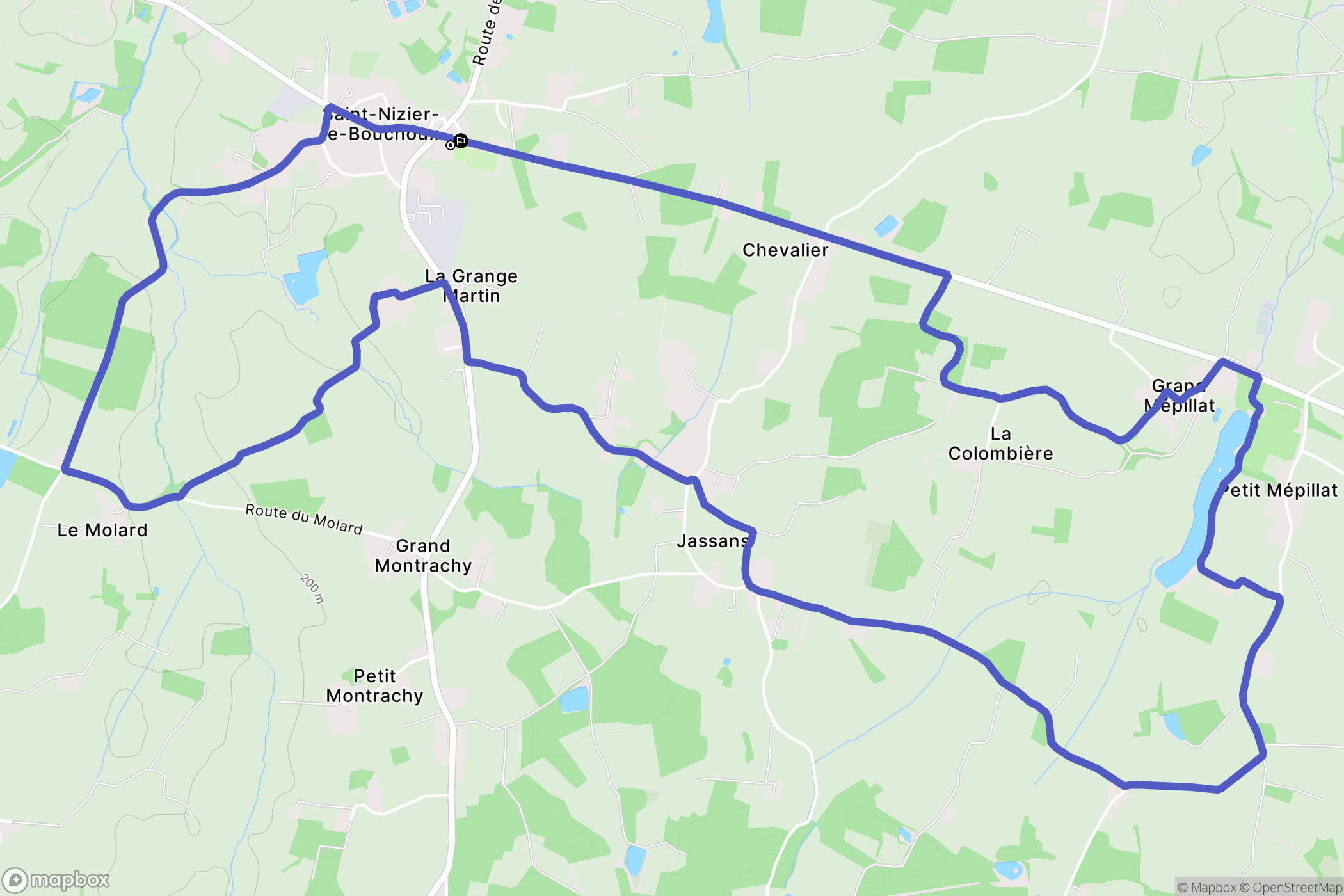 Saint-Nizier-le-Bouchoux : carte du parcours de randonnée - France