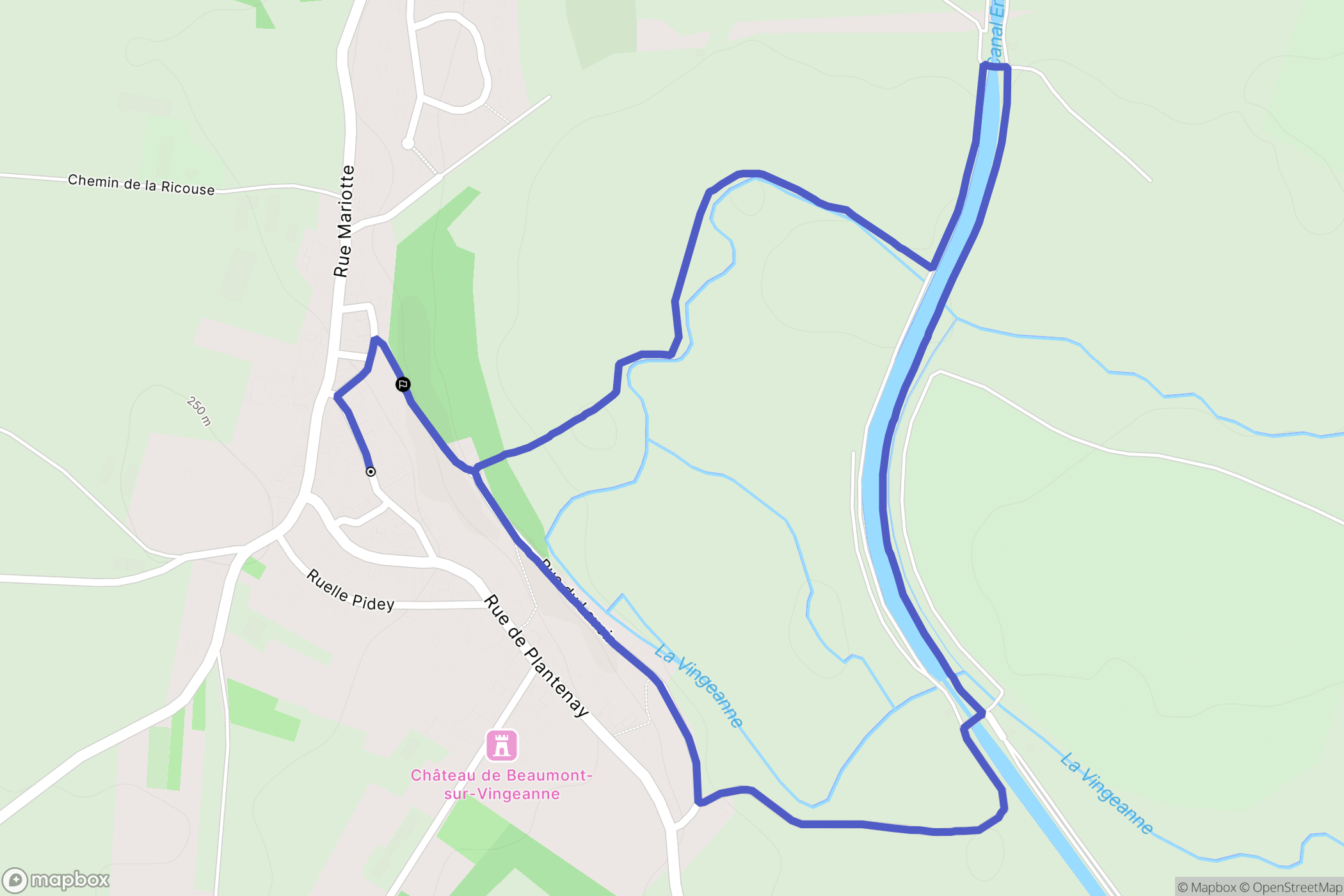 Beaumont-sur-Vingeanne : carte du parcours de randonnée - France