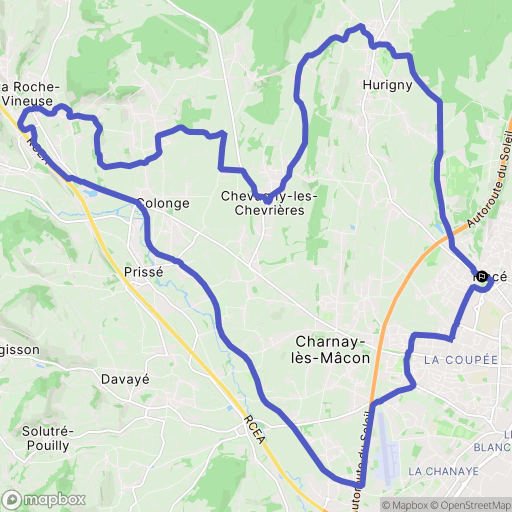 Mâcon : carte du parcours de randonnée - France