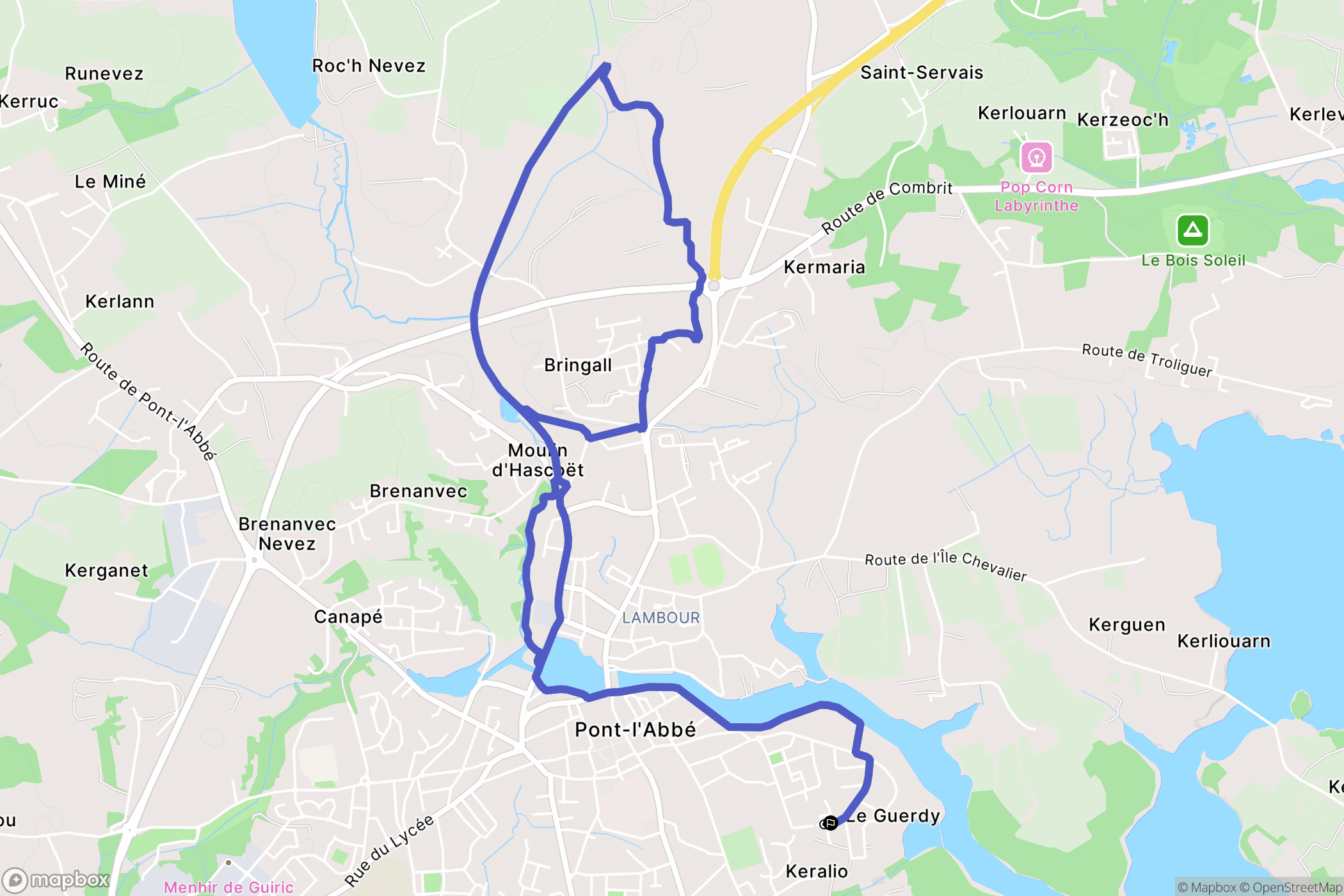 Pont-l'Abbé : carte du parcours de randonnée - France