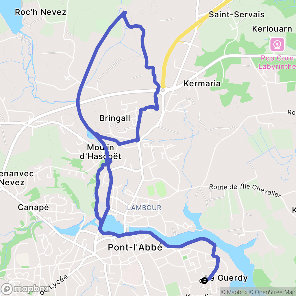 Pont-l'Abbé : carte du parcours de randonnée - France