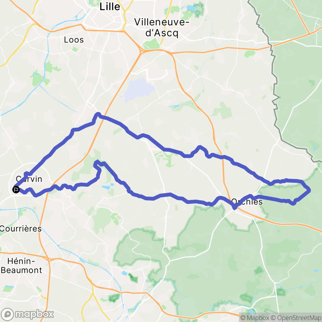 Carvin : carte du parcours de randonnée - France