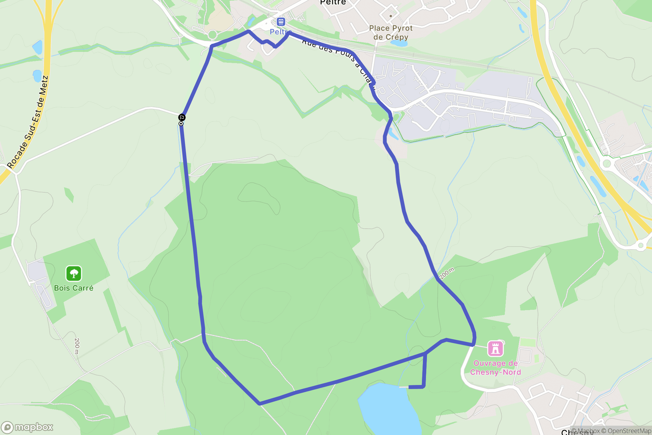 Peltre : carte du parcours de randonnée - France