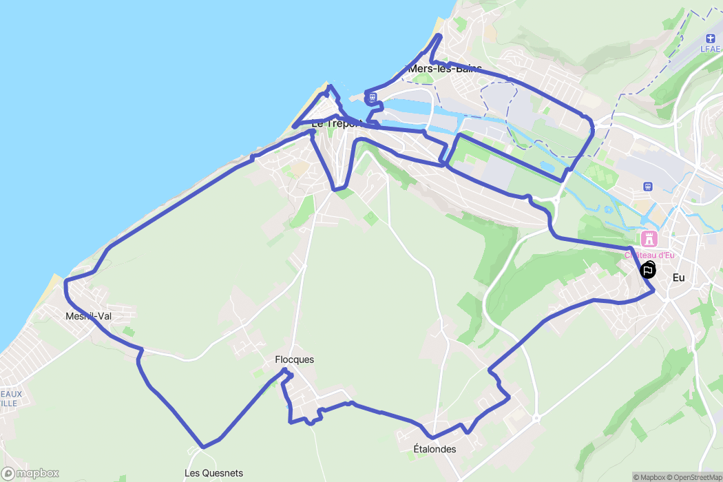 Eu : carte du parcours de randonnée - France