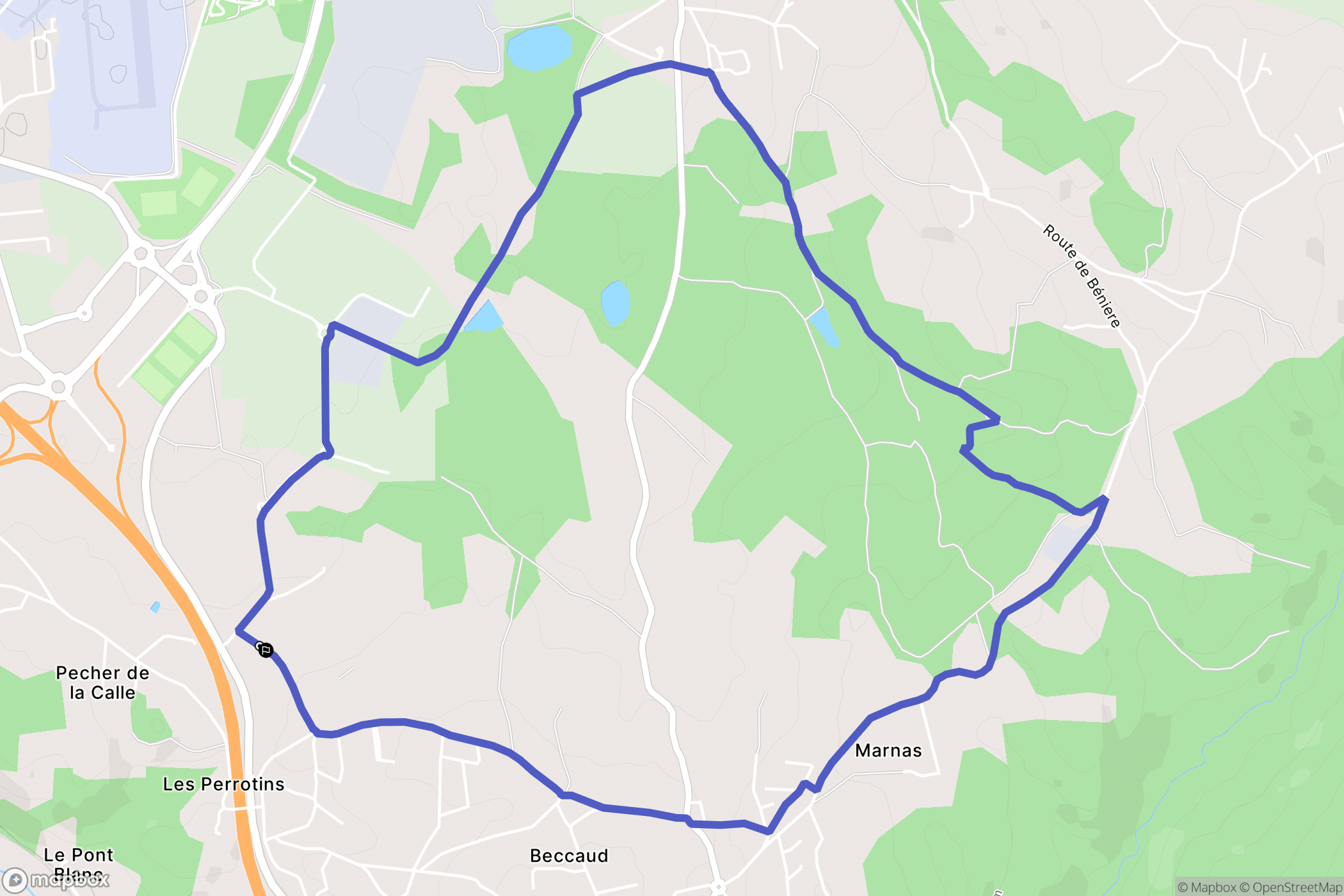 La Fouillouse : carte du parcours de randonnée - France
