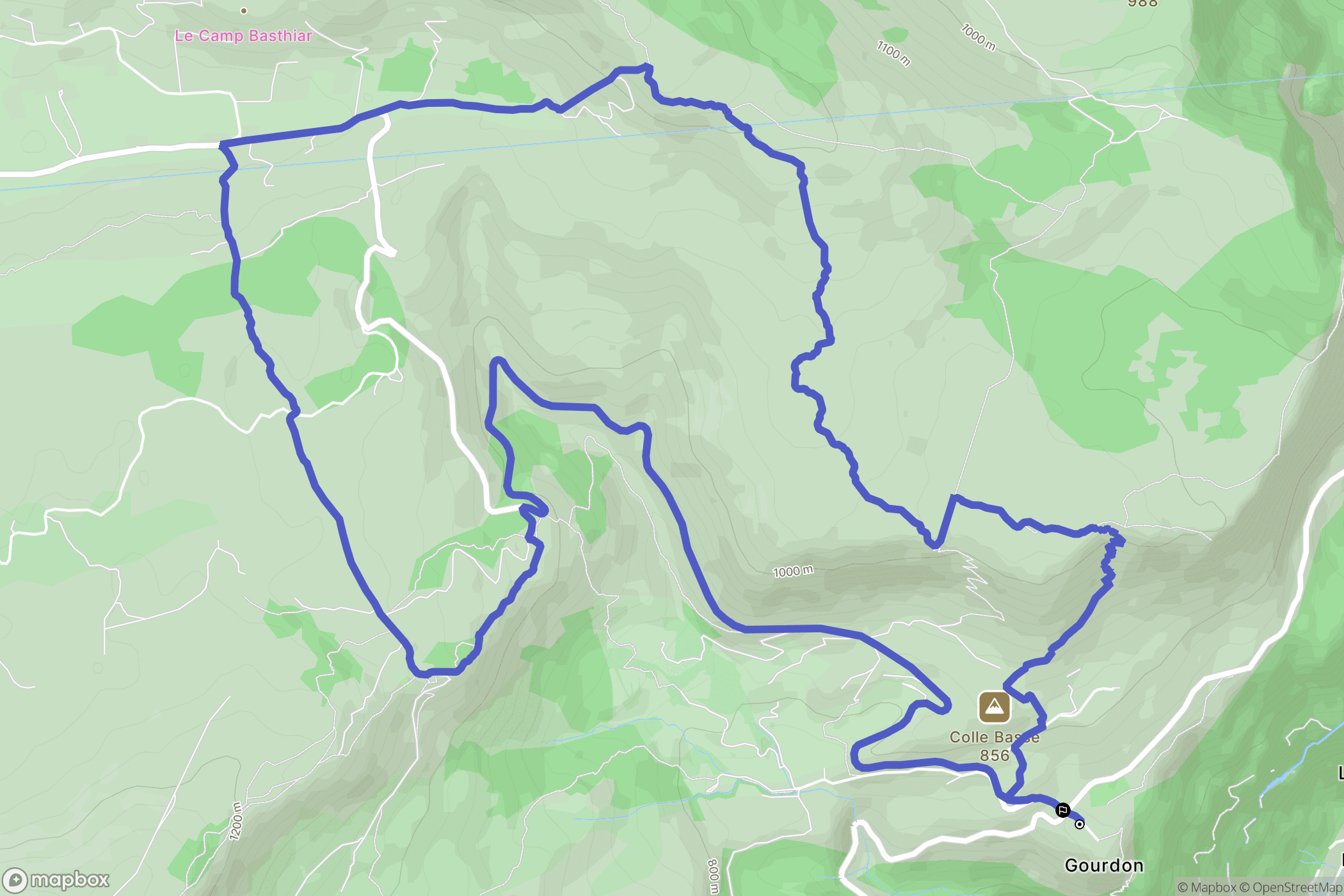 Gourdon : carte du parcours de randonnée - France