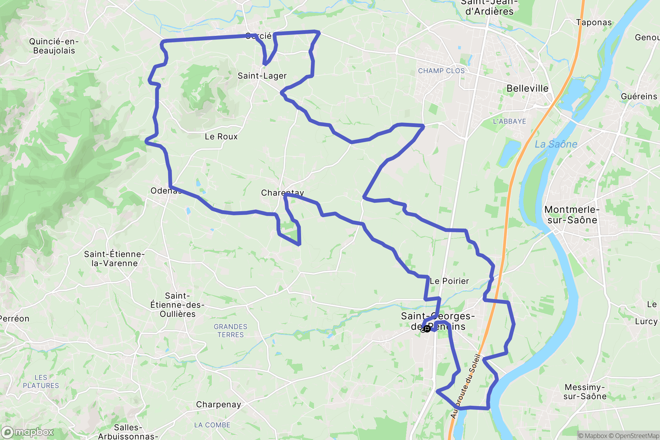 Saint-Georges-de-Reneins : carte du parcours de randonnée - France