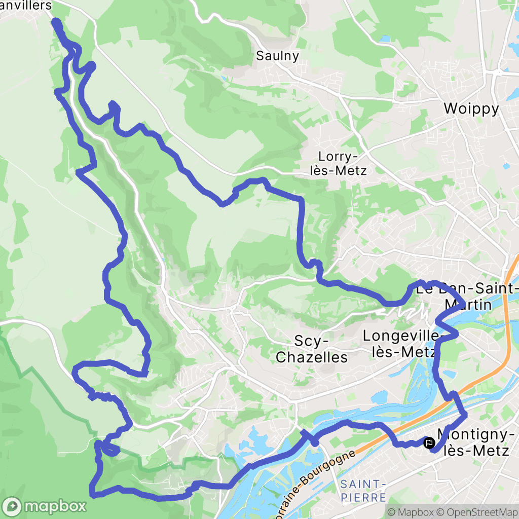 Montigny-lès-Metz : carte du parcours de randonnée - France