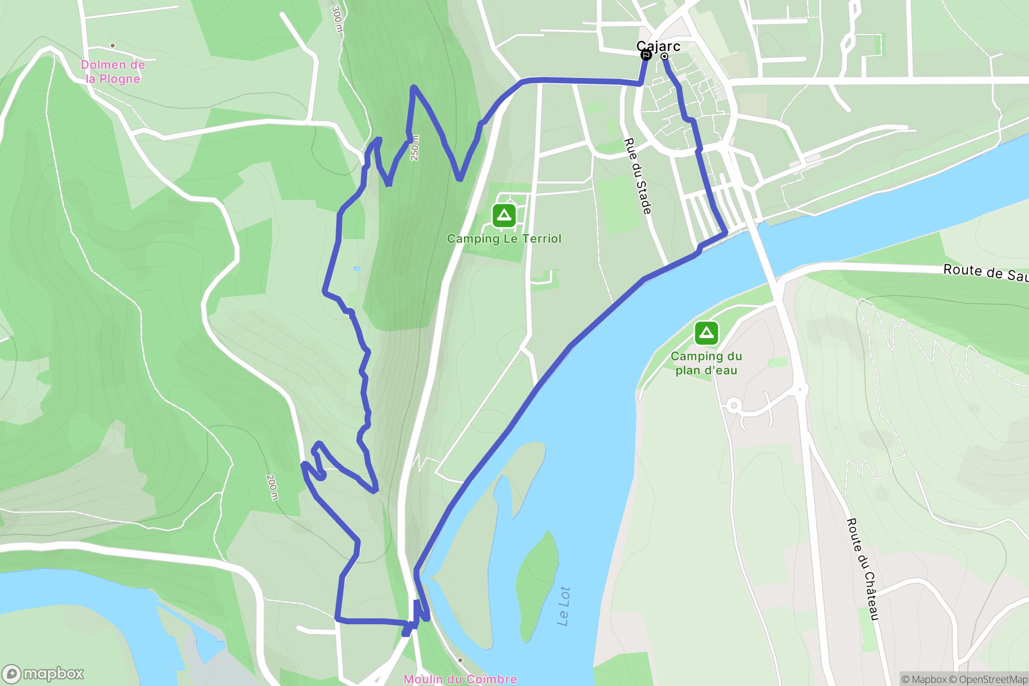 Cajarc : carte du parcours de randonnée - France