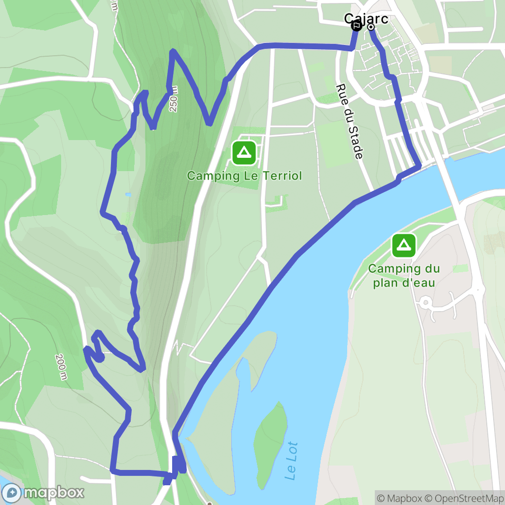Cajarc : carte du parcours de randonnée - France