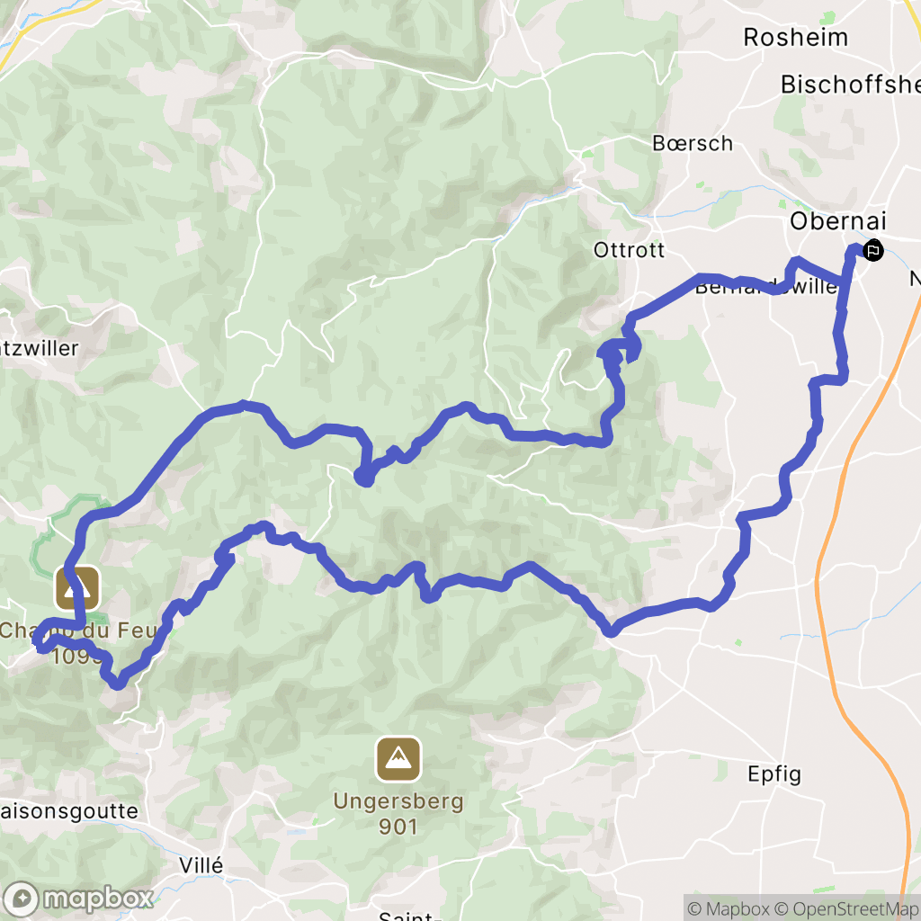 Obernai : carte du parcours de randonnée - France