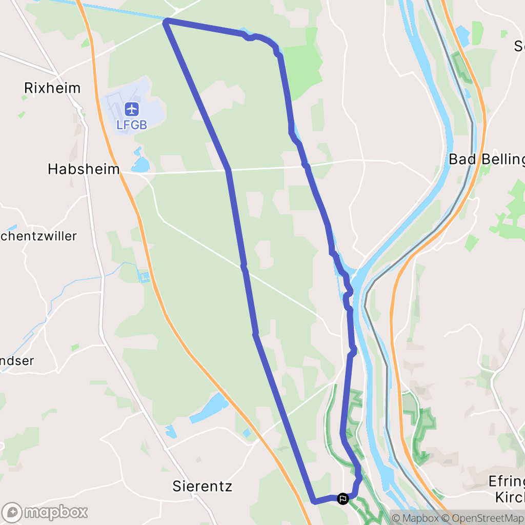 Kembs : carte du parcours de randonnée - France