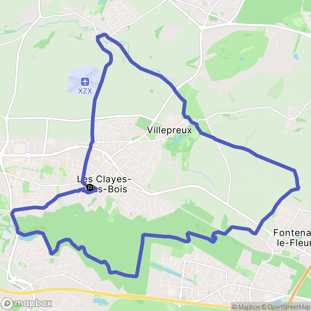 Les Clayes-sous-Bois : carte du parcours de randonnée - France
