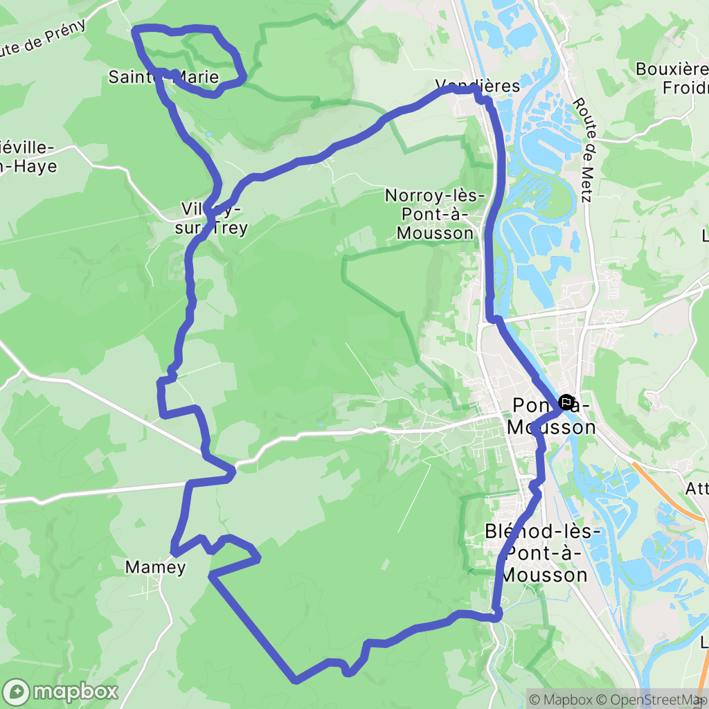 Pont-à-Mousson : carte du parcours de randonnée - France