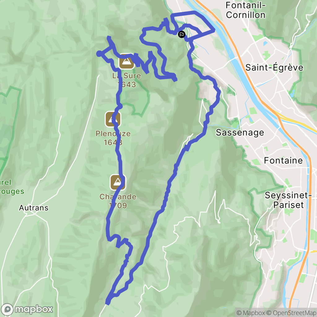 Noyarey : carte du parcours de randonnée - France