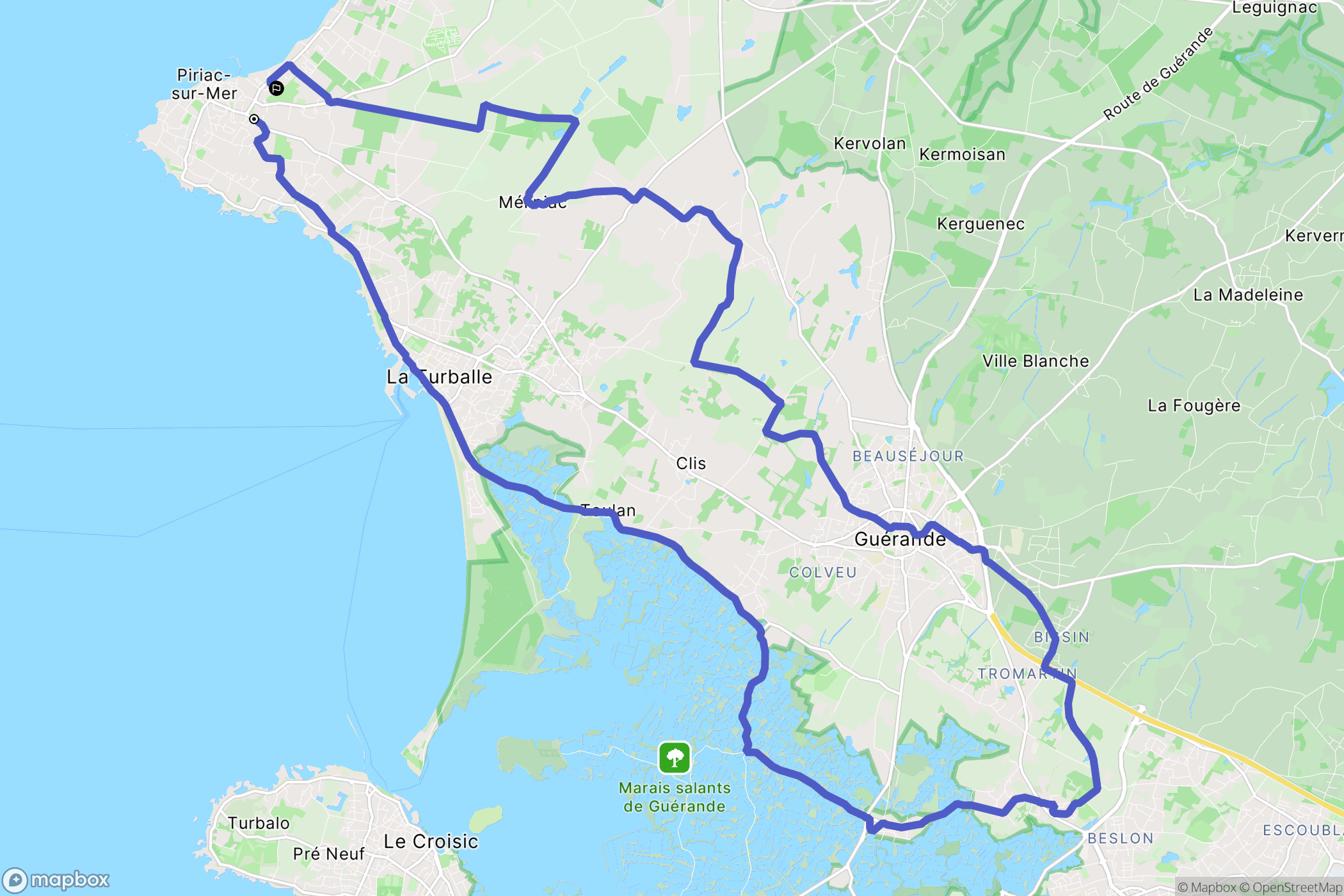 Piriac-sur-Mer : carte du parcours de randonnée - France
