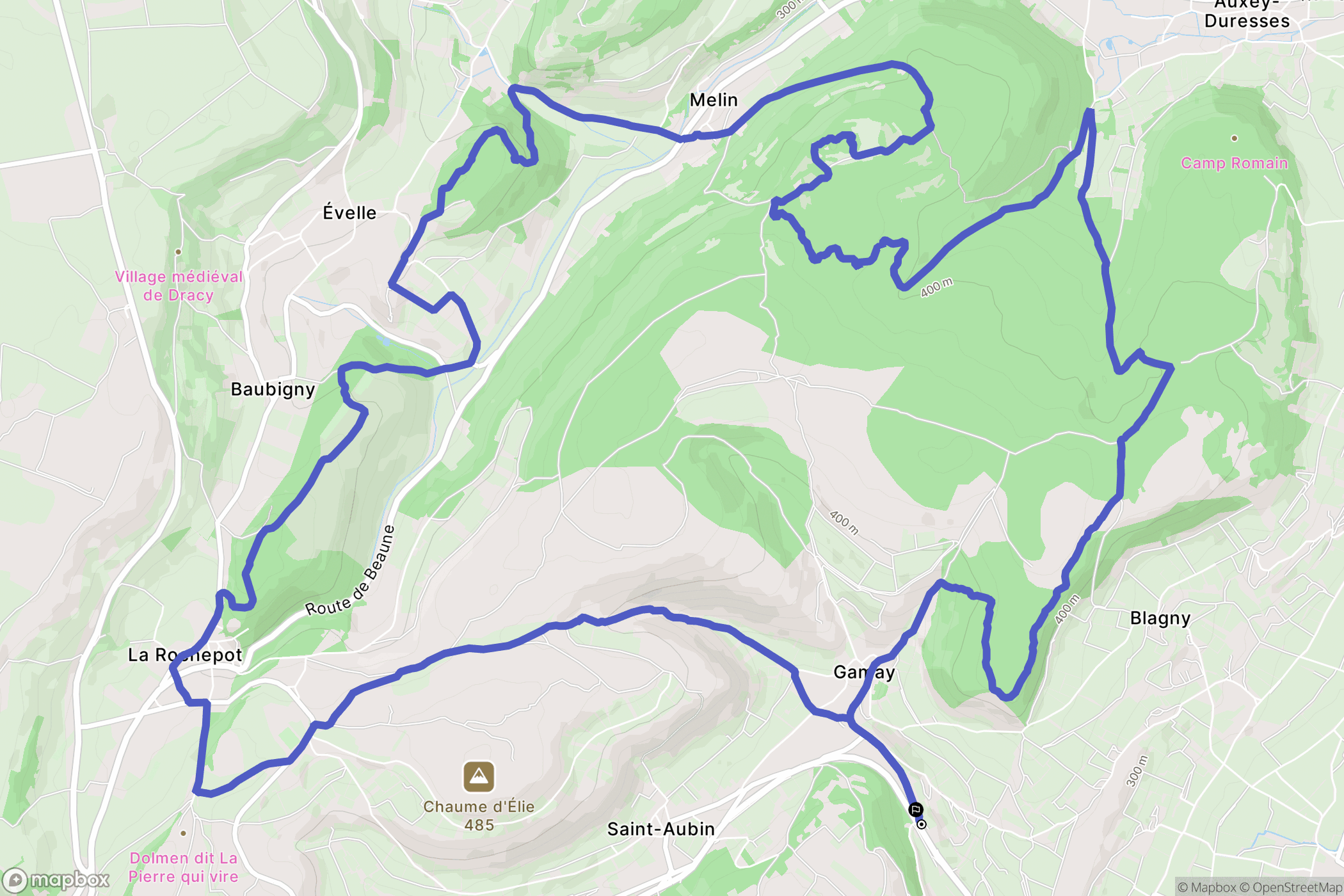 Saint-Aubin : carte du parcours de randonnée - France