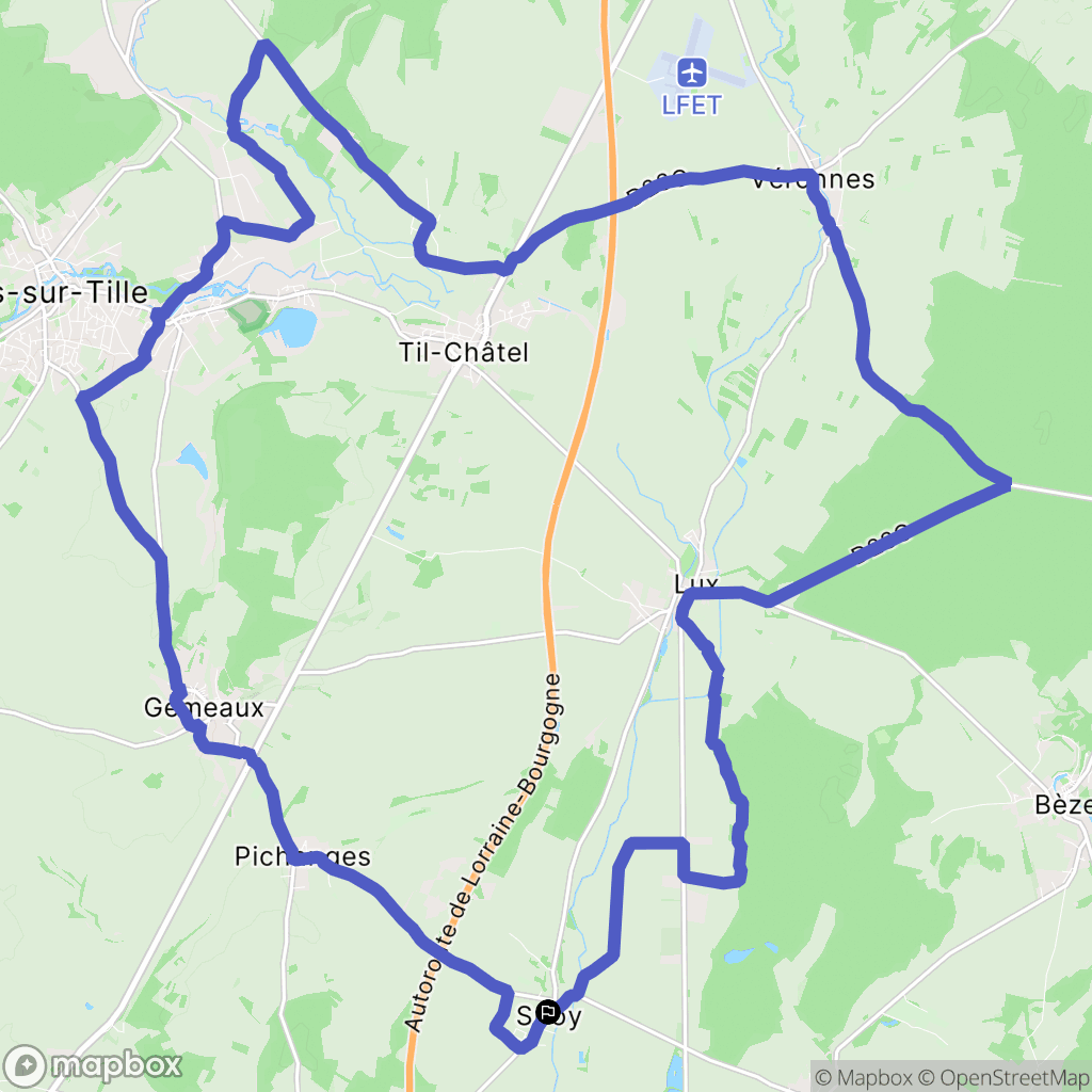 Spoy : carte du parcours de randonnée - France