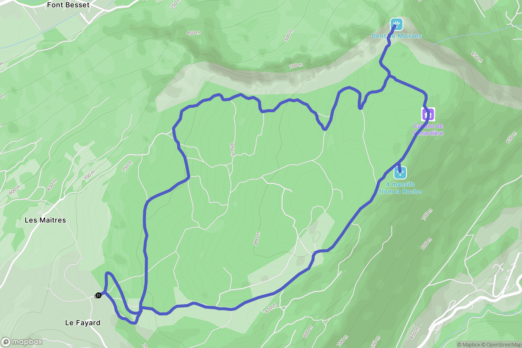 Montaud : carte du parcours de randonnée - France