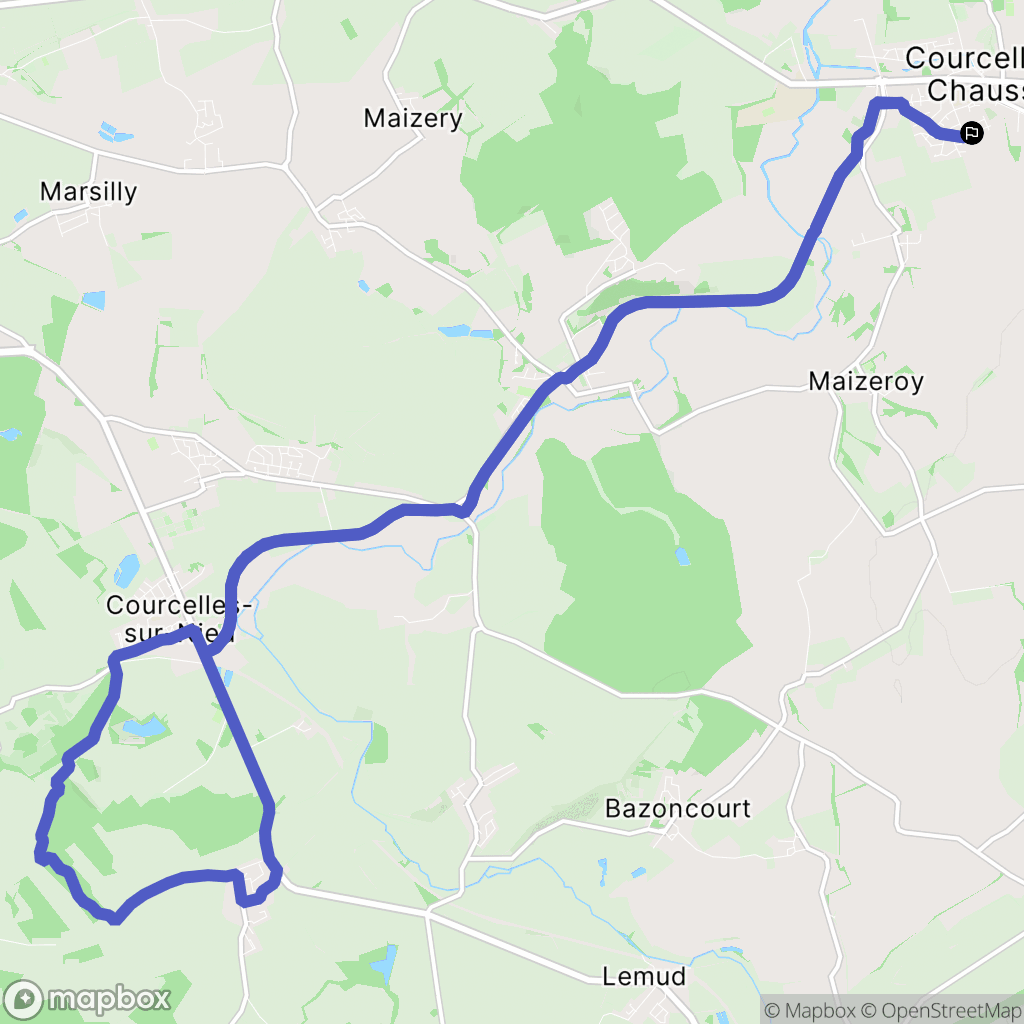 Courcelles-Chaussy : carte du parcours de randonnée - France