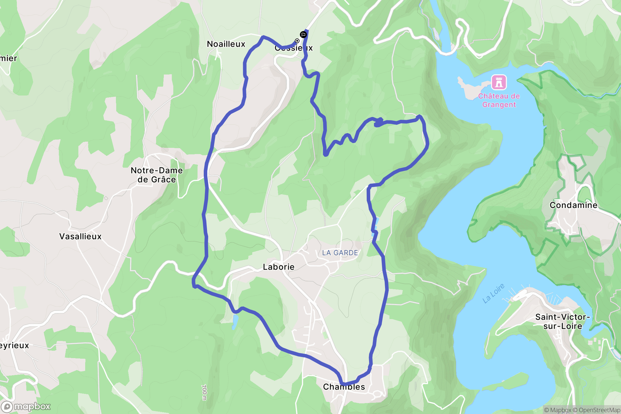 Chambles : carte du parcours de randonnée - France