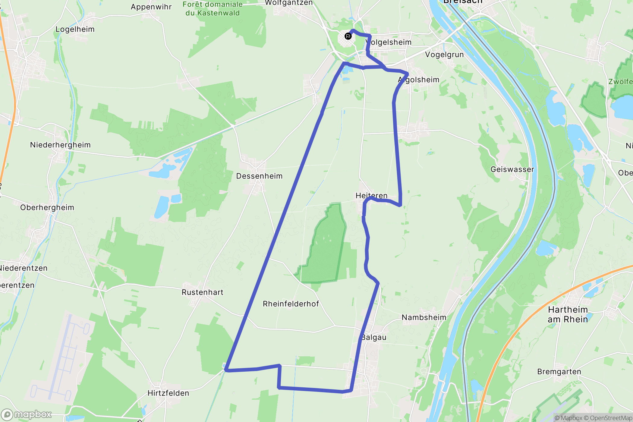Neuf-Brisach : carte du parcours de randonnée - France