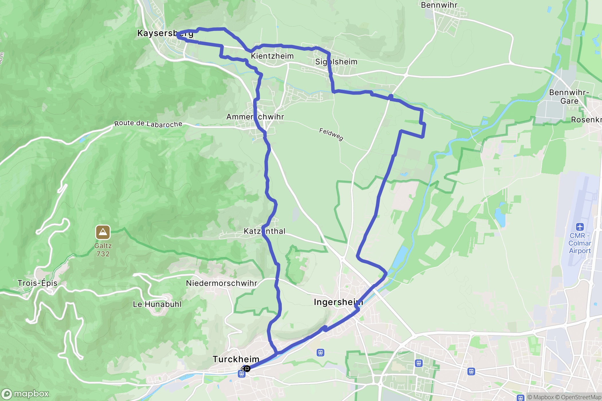 Turckheim : carte du parcours de randonnée - France