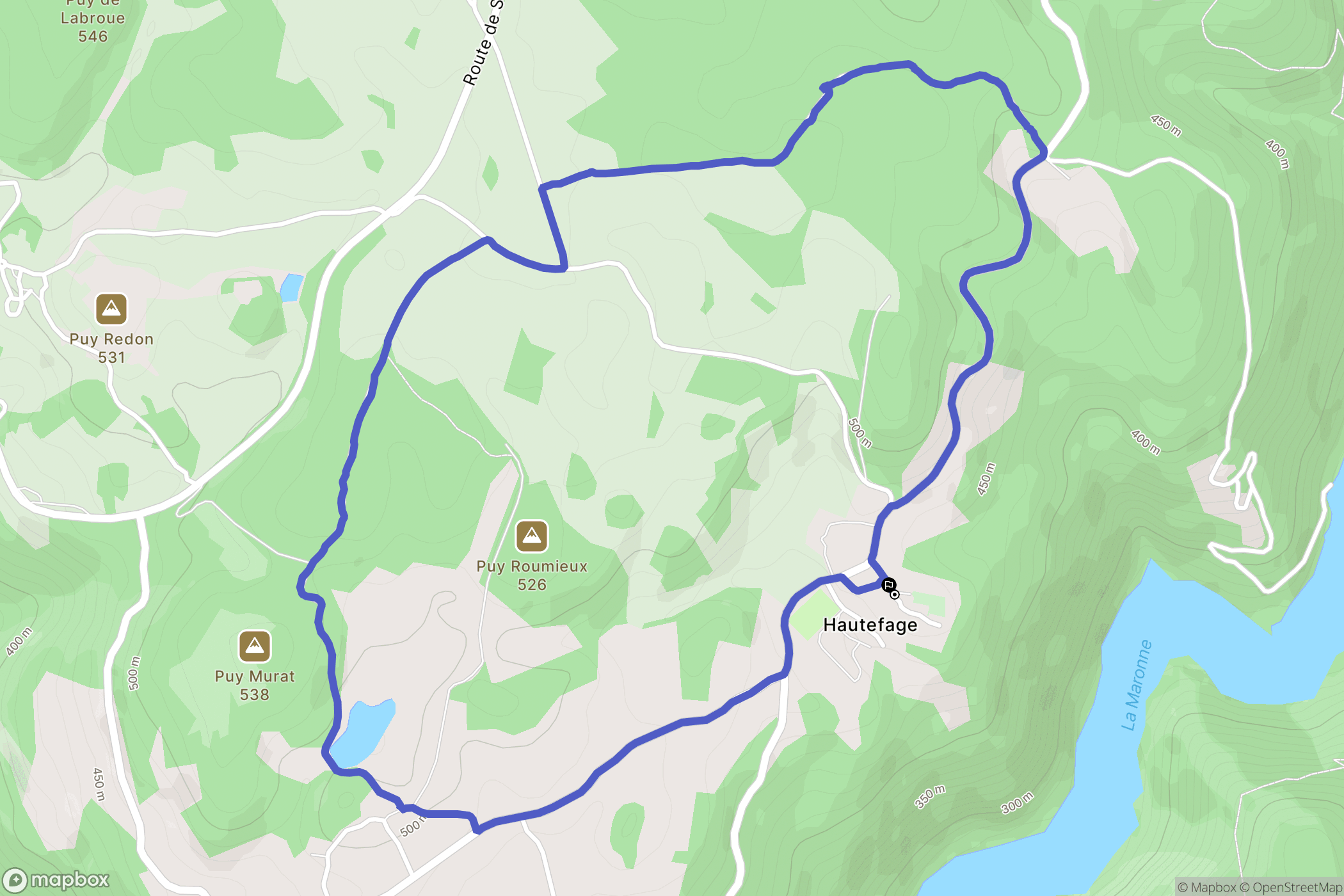Hautefage : carte du parcours de randonnée - France