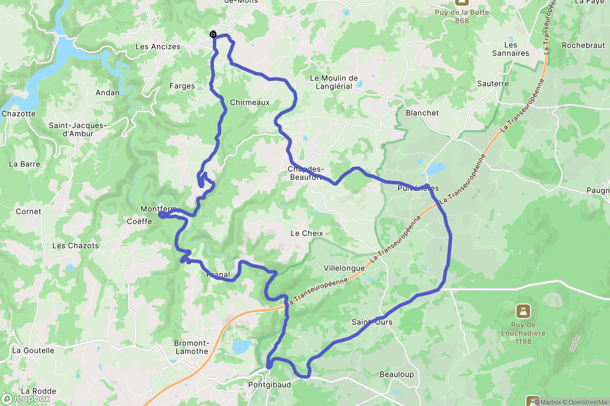 Les Ancizes-Comps : carte du parcours de randonnée - France