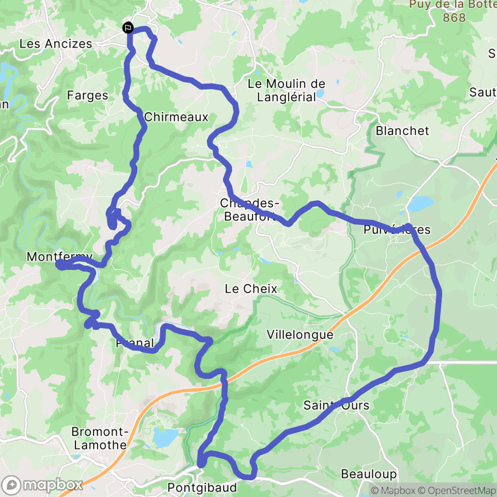 Les Ancizes-Comps : carte du parcours de randonnée - France