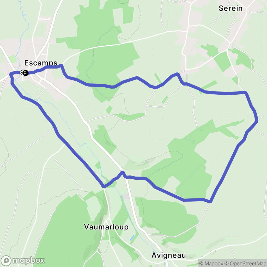 Escamps : carte du parcours de randonnée - France