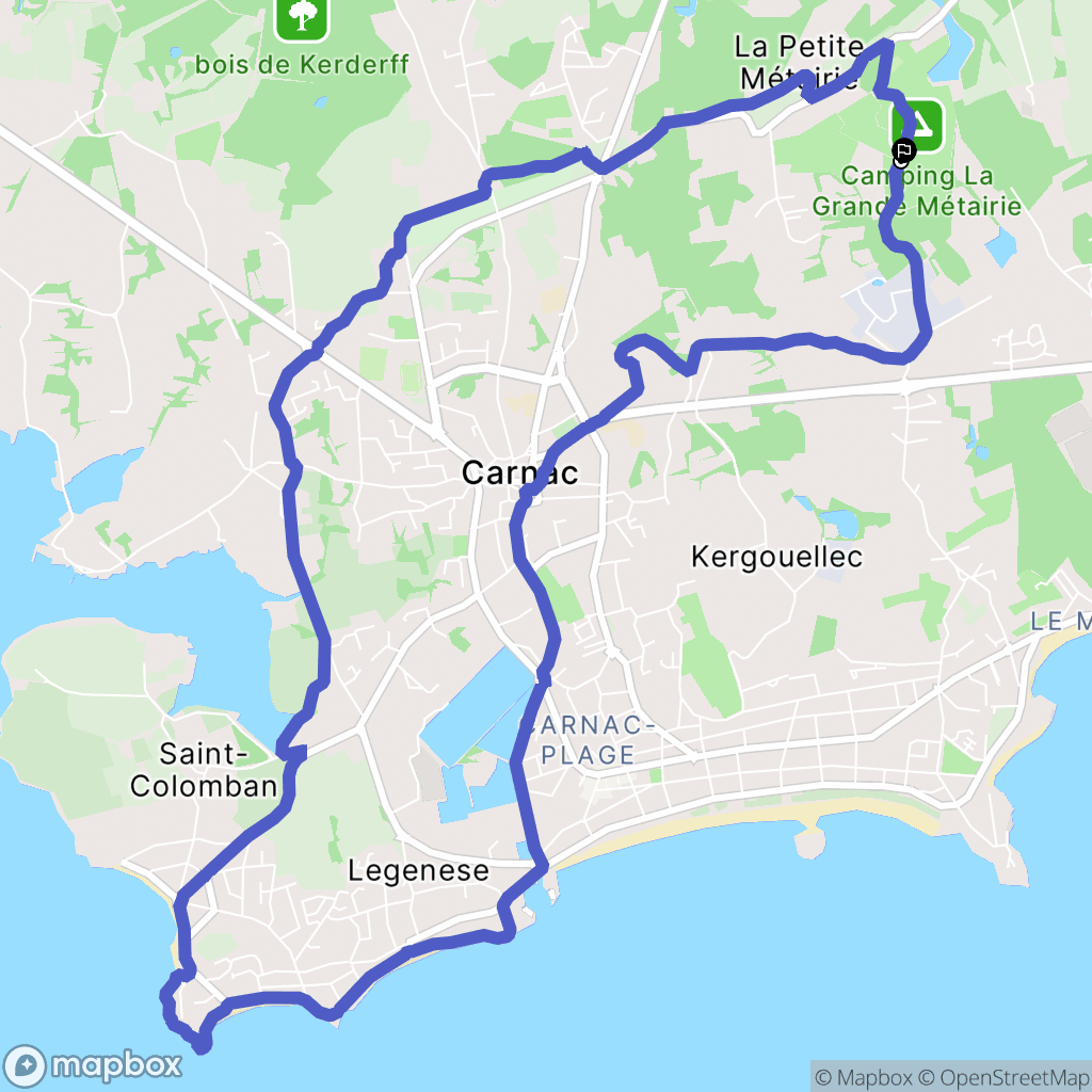Carnac : carte du parcours de randonnée - France