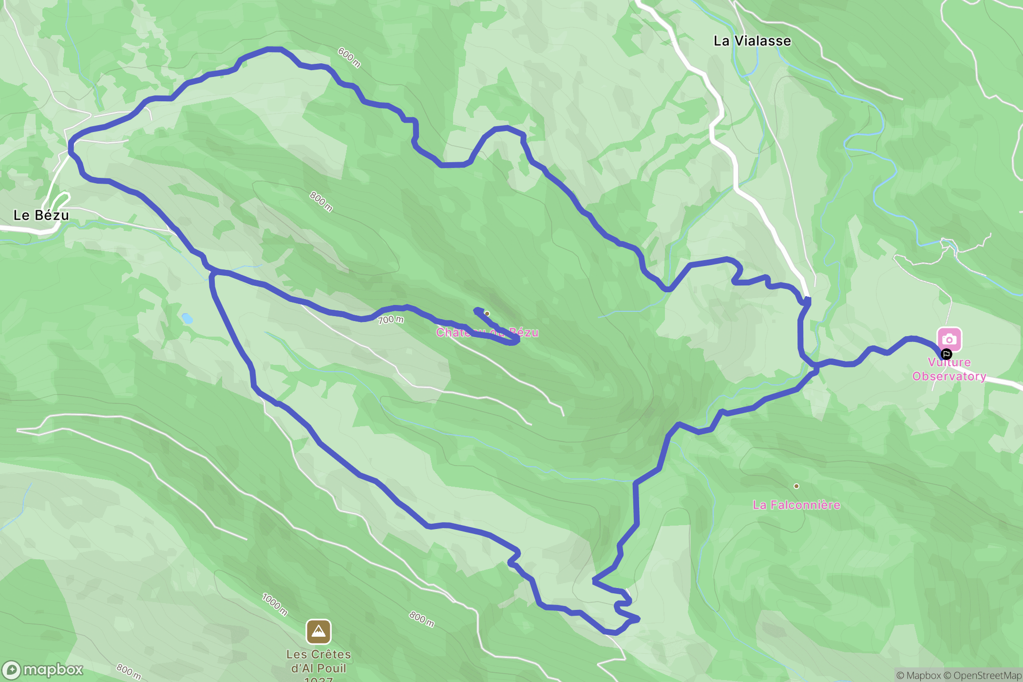 Bugarach : carte du parcours de randonnée - France