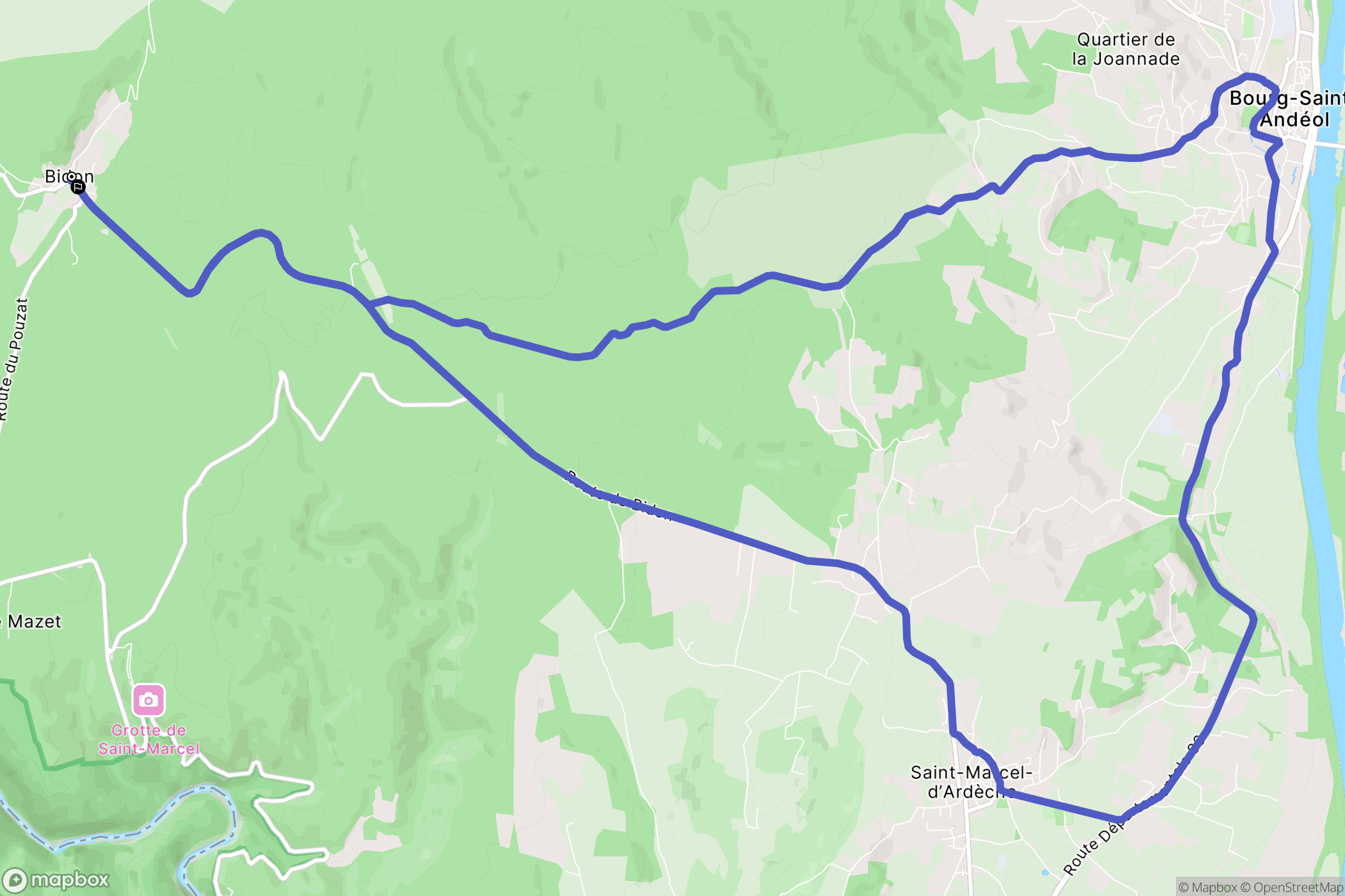 Bidon : carte du parcours de randonnée - France