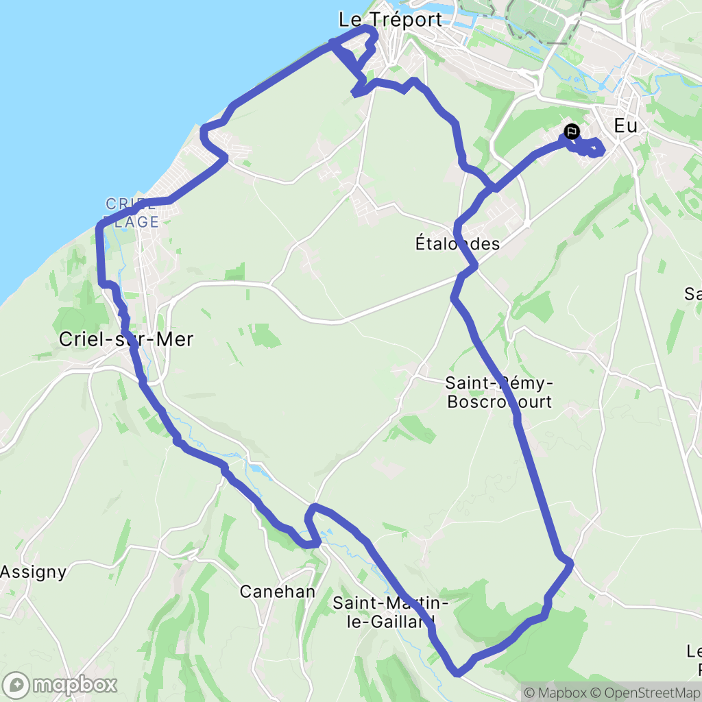 Eu : carte du parcours de randonnée - France