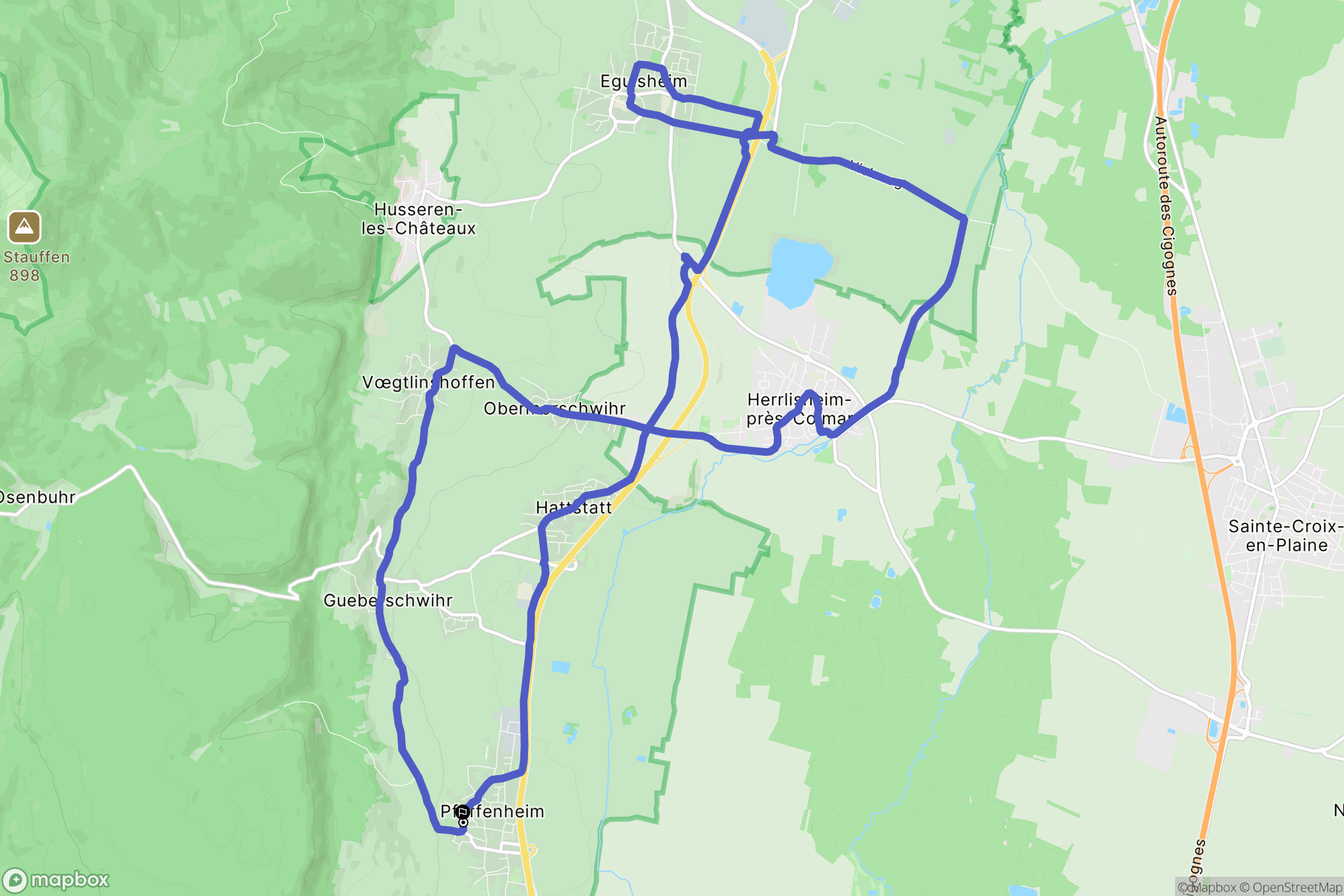 Pfaffenheim : carte du parcours de randonnée - France
