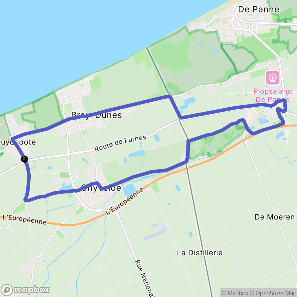 Zuydcoote : carte du parcours de randonnée - France