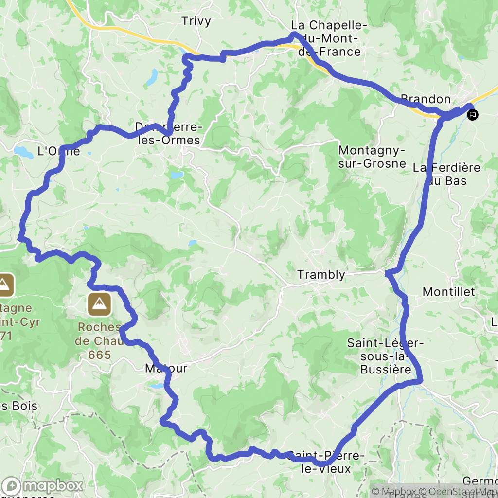 Navour-sur-Grosne : carte du parcours de randonnée - France