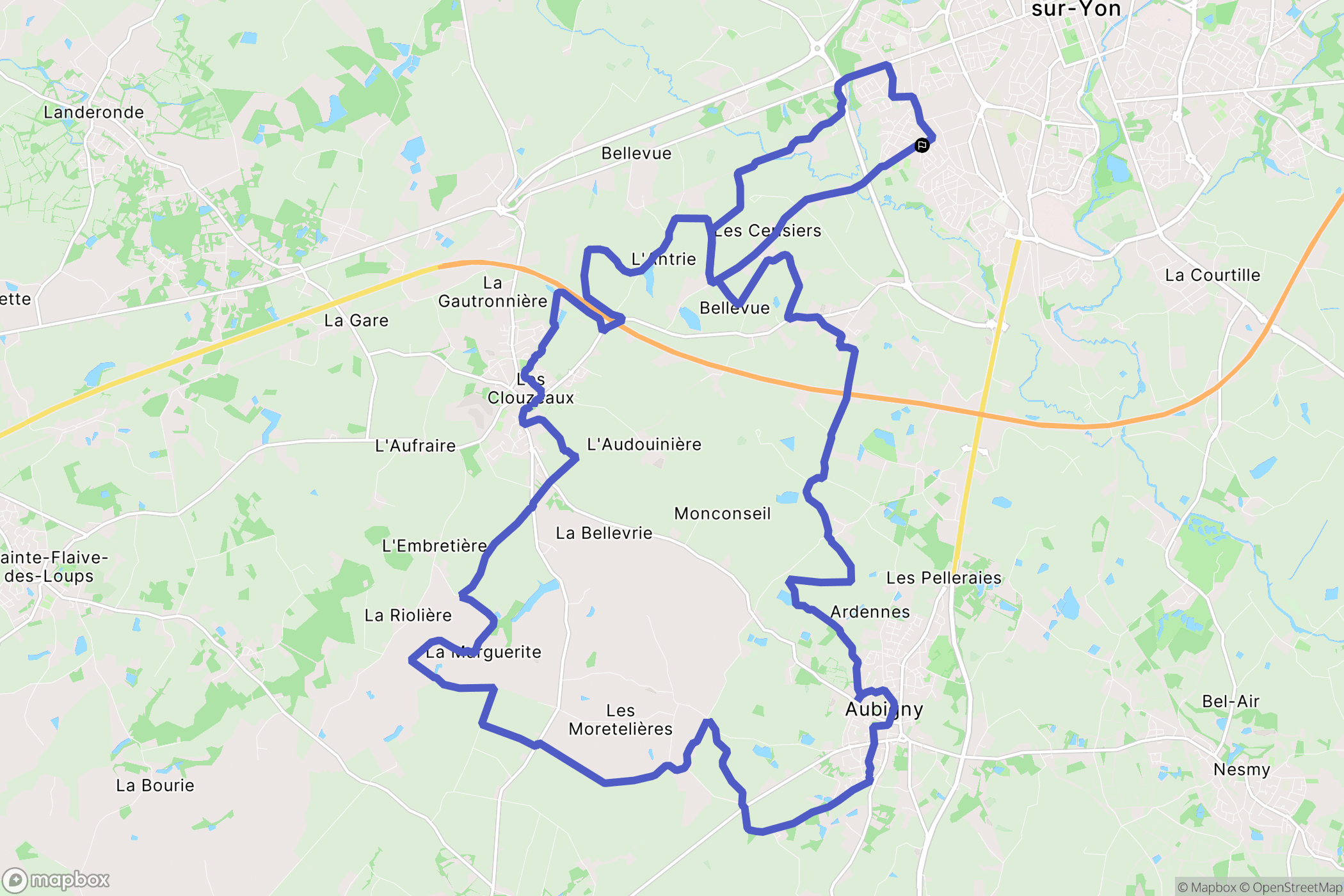 La Roche-sur-Yon : carte du parcours de randonnée - France