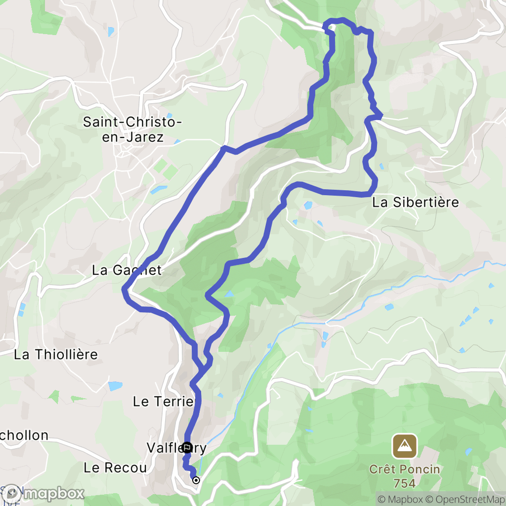 Valfleury : carte du parcours de randonnée - France