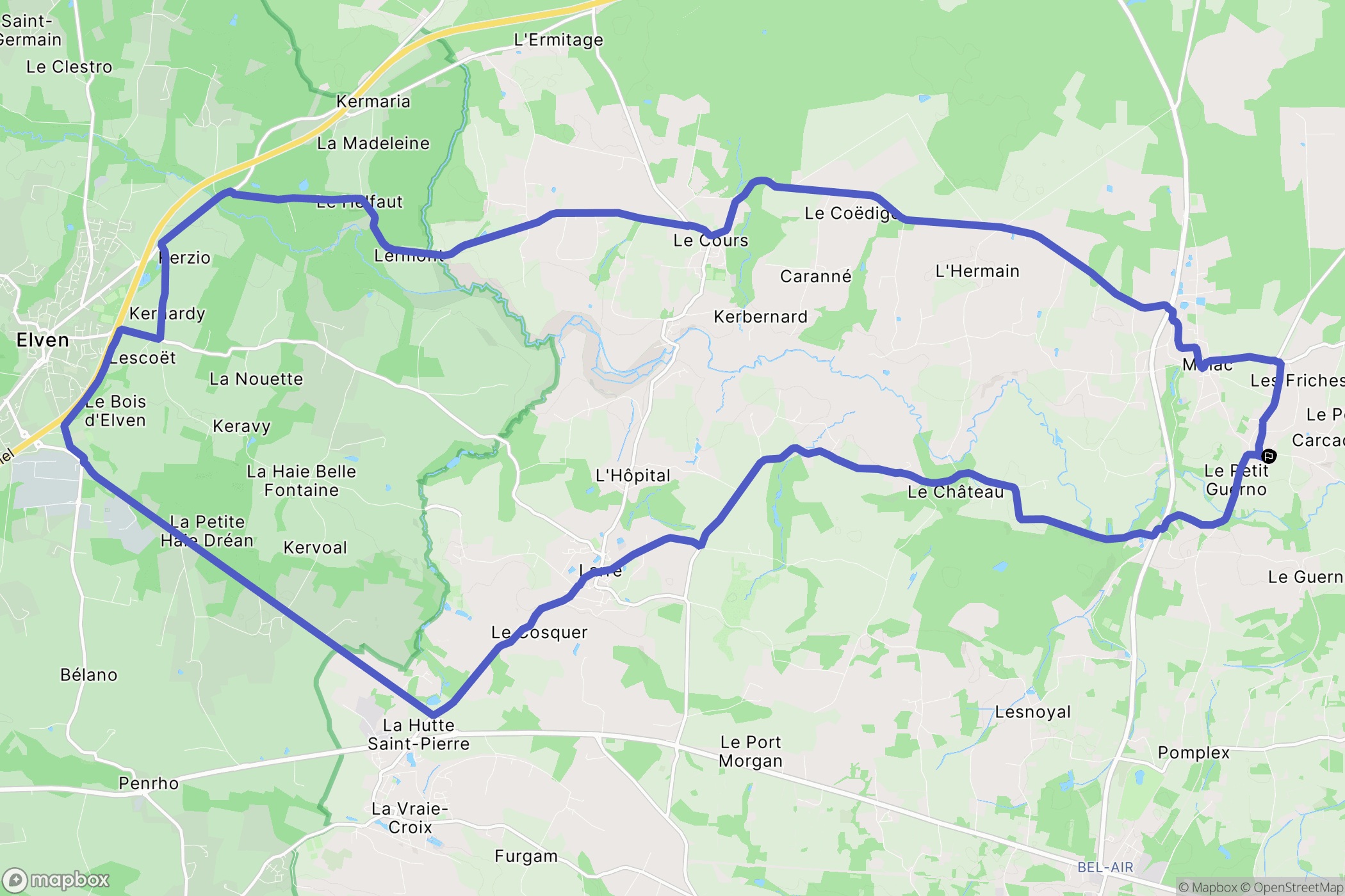 Molac : carte du parcours de randonnée - France
