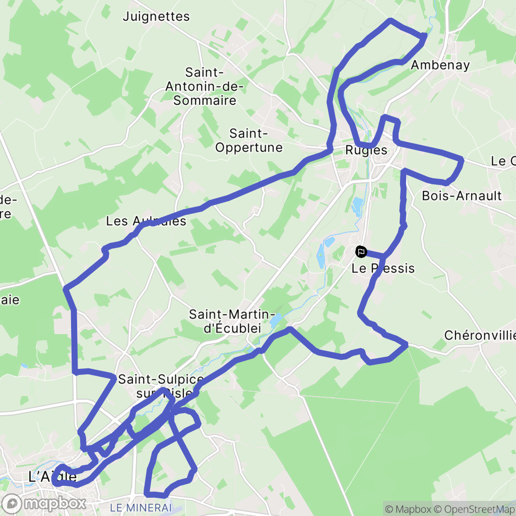 Rugles : carte du parcours de randonnée - France