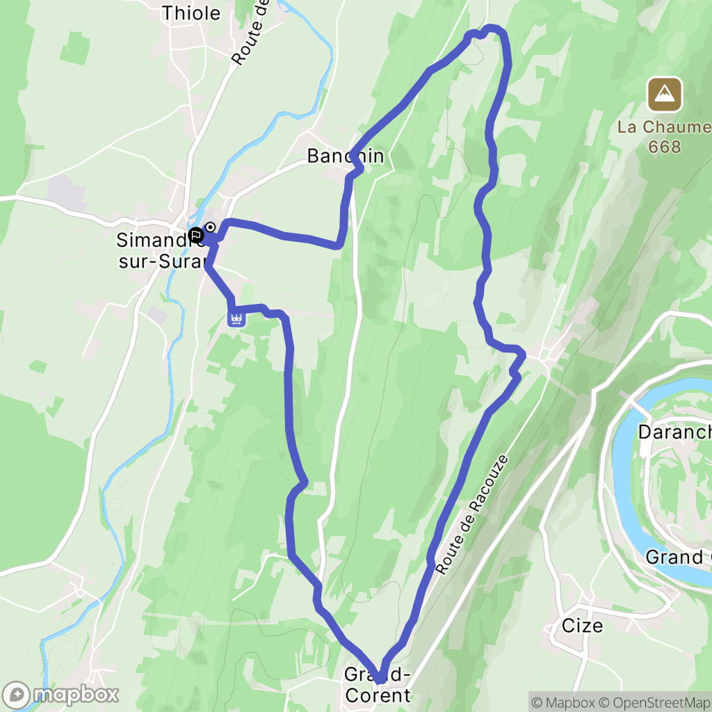 Simandre-sur-Suran : carte du parcours de randonnée - France