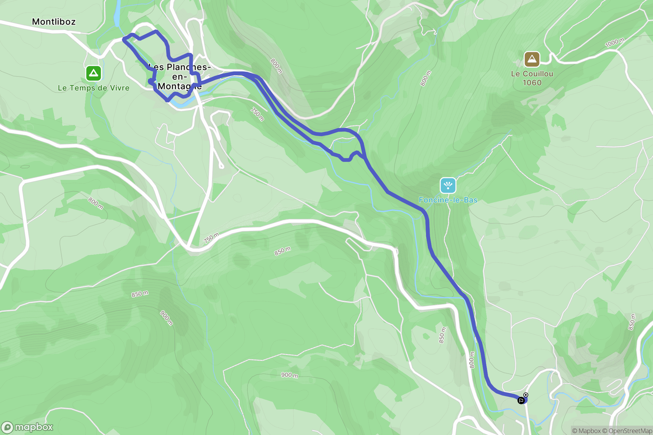 Foncine-le-Bas : carte du parcours de randonnée - France
