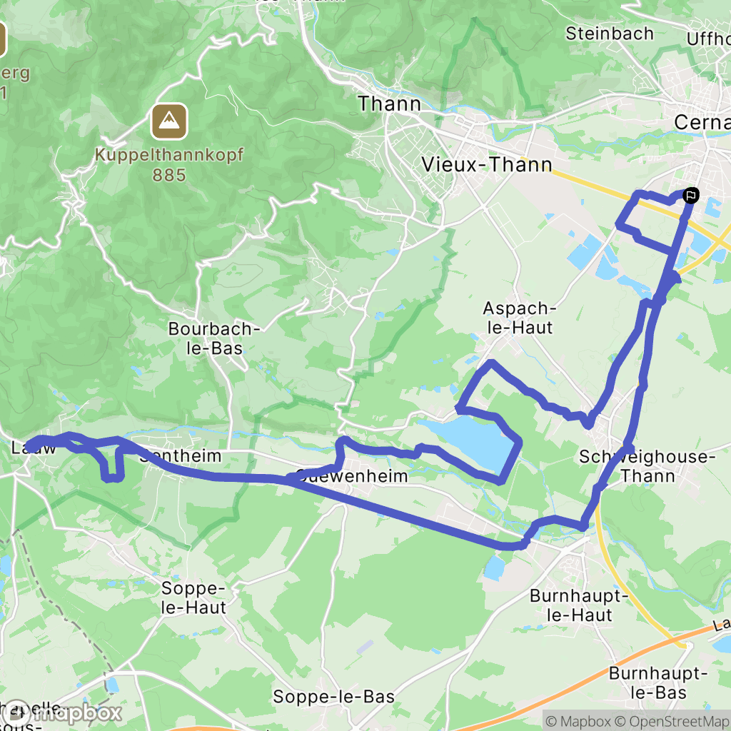 Cernay : carte du parcours de randonnée - France