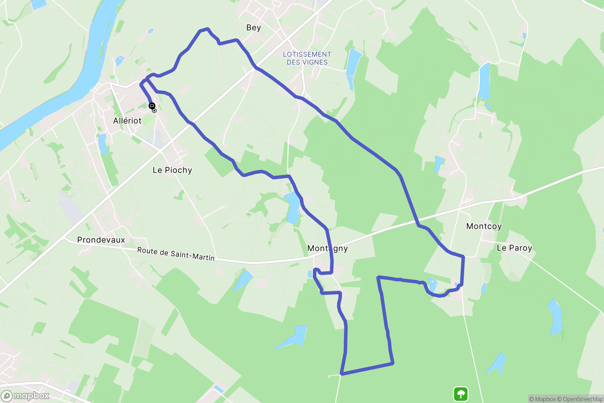 Allériot : carte du parcours de randonnée - France